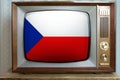 Old tube vintage TV with the national flag of the Czech Republic on the screen, the concept of eternal values Ã¢â¬â¹Ã¢â¬â¹on television